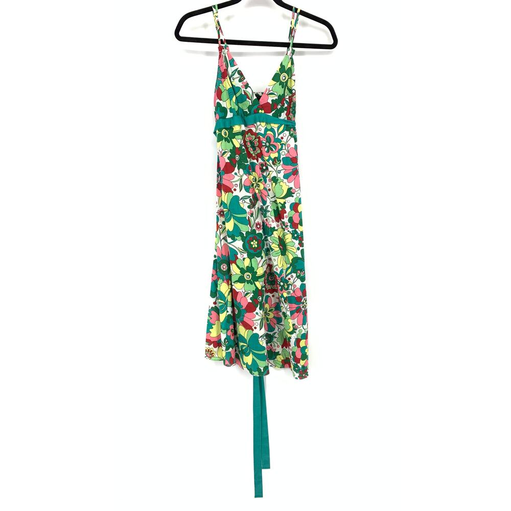 Y2K BCBG MaxAzria A-Line Mini Dress Womens Size Small Multicolor Floral Print